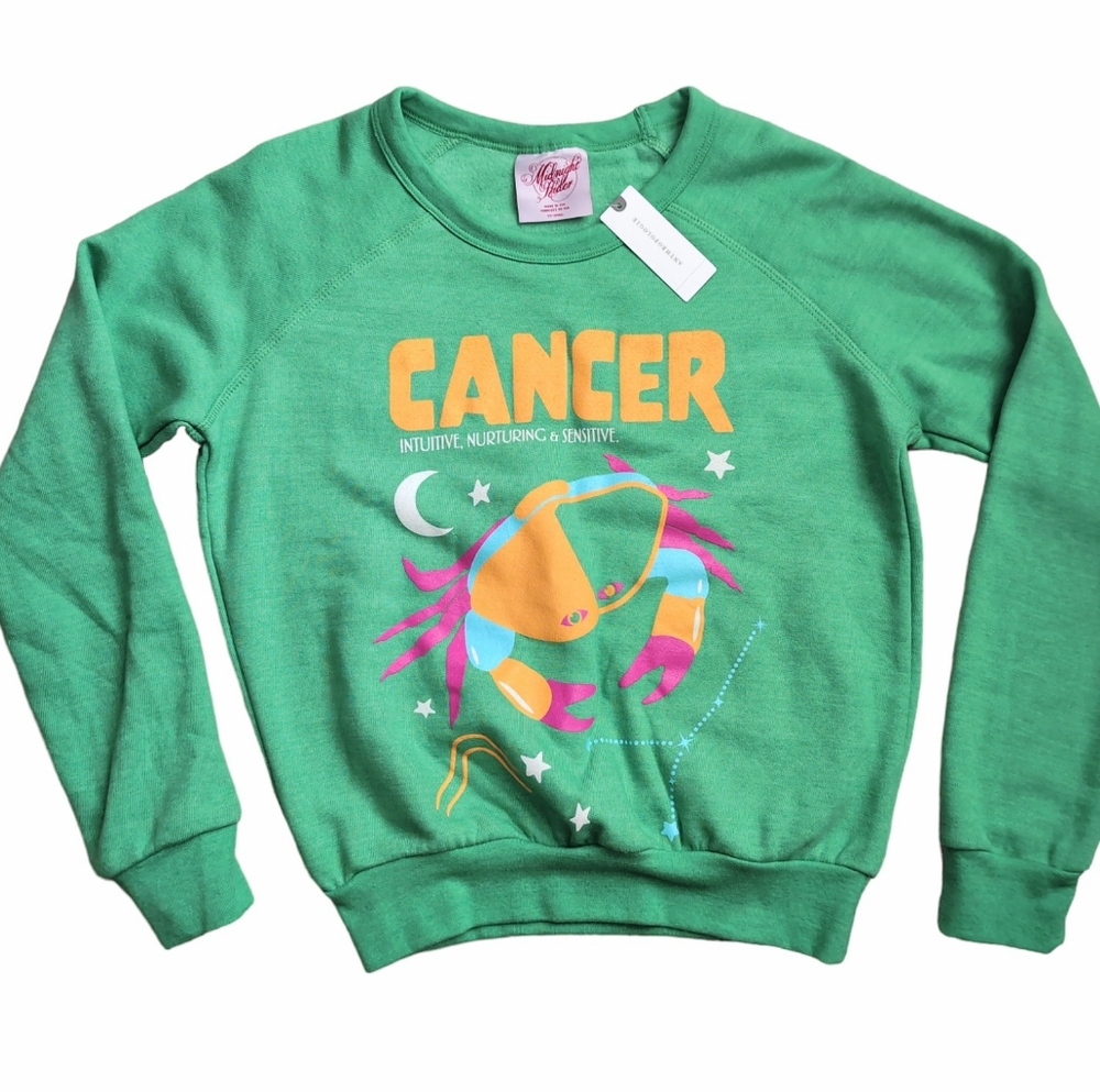 NEW Midnight Rider Anthropologie Carolita Cancer Zodiac Sweatshirt Women's XXS